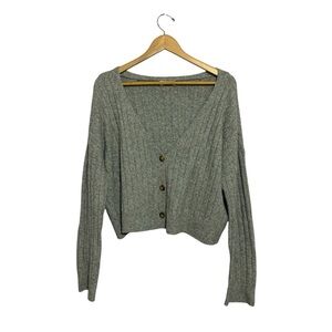Jolie & Joy Cardigan Button Down Gray V-Neck Women’s Size Large